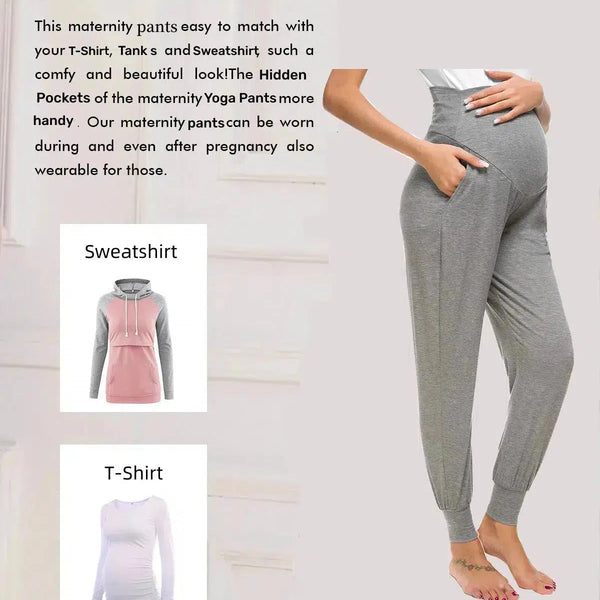 Pregnancy Stretch Lounge Pants with High Waist-Maternity Miracles - Mom & Baby Gifts