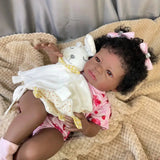 20Inch Finished African American Doll Lanny Black Skin Reborn Baby Newborn With Rooted Hair Handmade Toy Gift For Girls-Maternity Miracles - Mom & Baby Gifts