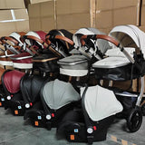 Red 3-In-1 Baby Stroller Upgraded 2022 Luxury Travel System-Maternity Miracles - Mom & Baby Gifts