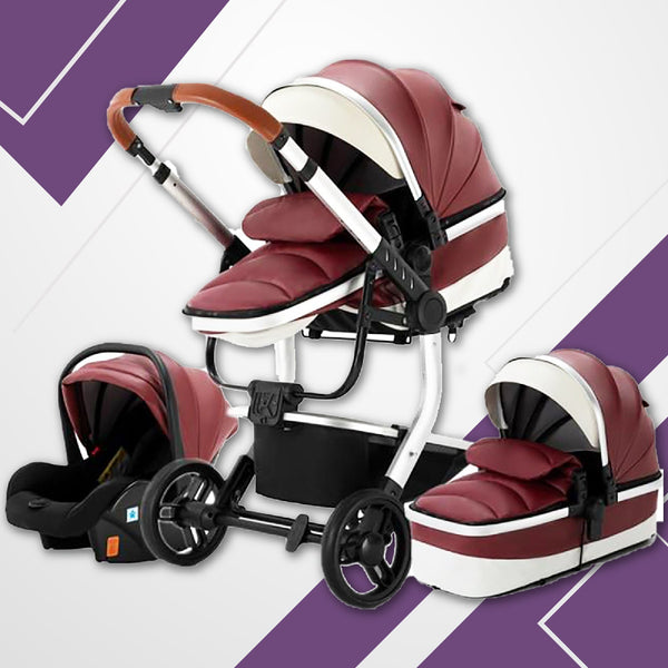 Red Upgraded Luxury 3-in-1 Baby Stroller-Maternity Miracles - Mom & Baby Gifts