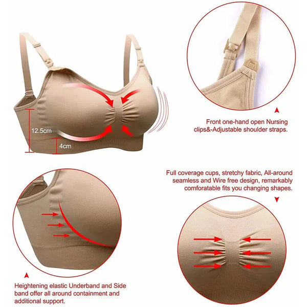 Womens Maternity Nursing Bra Maternal Seamless Clip Down Push Up Sleeping Bralette for Breastfeeding Underwear-Maternity Miracles - Mom & Baby Gifts