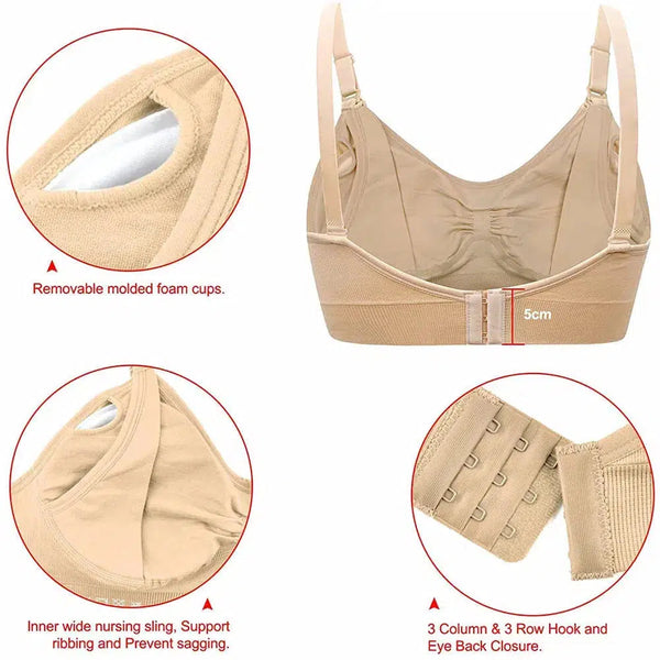 Womens Maternity Nursing Bra Maternal Seamless Clip Down Push Up Sleeping Bralette for Breastfeeding Underwear-Maternity Miracles - Mom & Baby Gifts