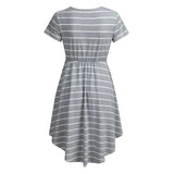 Summer Premama Breastfeeding Dresses Fashion Short Sleeve Striped Dress For Pregnant Women Maternity Baby Shower Pajama Gowns XL-Maternity Miracles - Mom & Baby Gifts