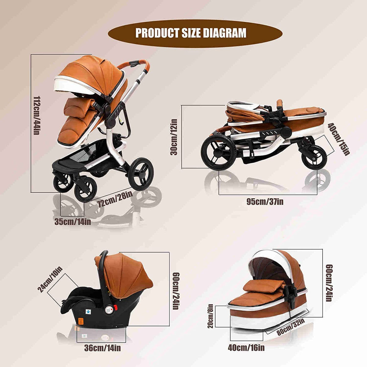 3-in-1 Baby Stroller 2022 Luxury Travel System (Car Seat Base Included)-Maternity Miracles - Mom & Baby Gifts