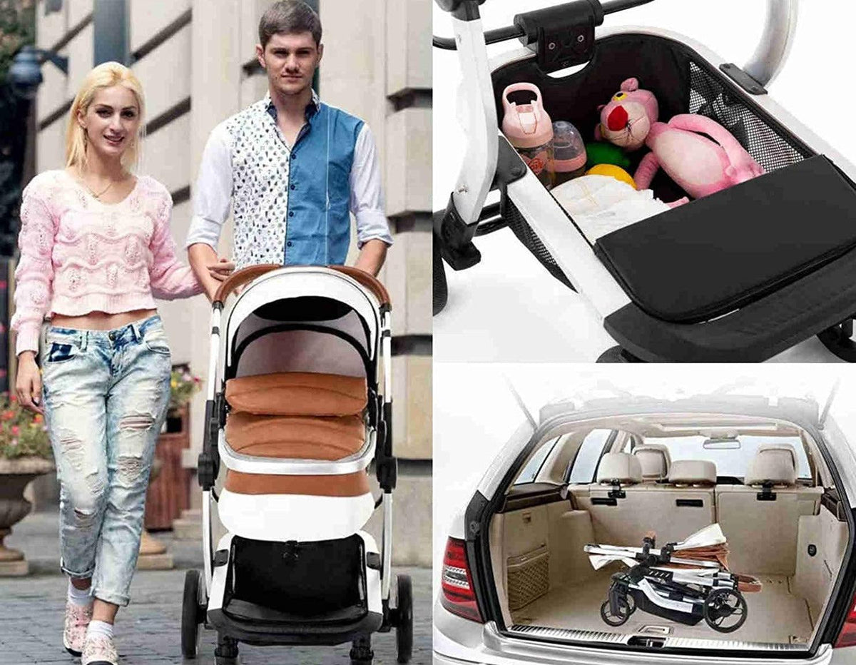 Deep White 3-in-1 Baby Stroller 2022 Luxury Travel System (Car Seat Base Included)-Maternity Miracles - Mom & Baby Gifts